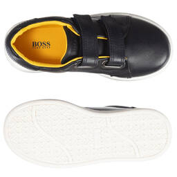 BOSS-Blue Leather Velcro Trainers | Childrensalon Outlet