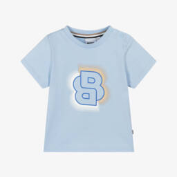 BOSS-Мягкая хлопковая футболка лазурного цвета для мальчиков | Childrensalon Outlet
