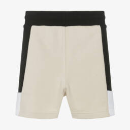 BOSS-Boys Beige Blocked Jersey Shorts | Childrensalon Outlet