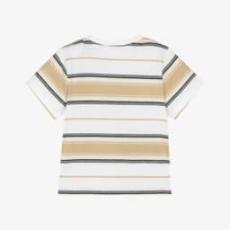 BOSS-تيشيرت مخطط من القطن البيج للأولاد | Childrensalon Outlet