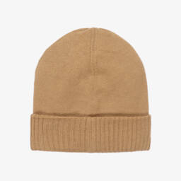 BOSS-Boys Beige Knitted Logo Hat | Childrensalon Outlet