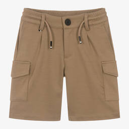 BOSS-Boys Beige Viscose Cargo Shorts | Childrensalon Outlet