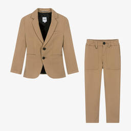 BOSS-Boys Beige Viscose Jersey Suit | Childrensalon Outlet