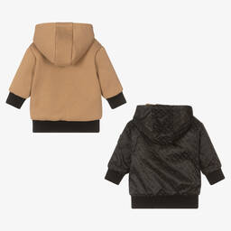 BOSS-Boys Black & Beige Reversible Zip Up Top | Childrensalon Outlet