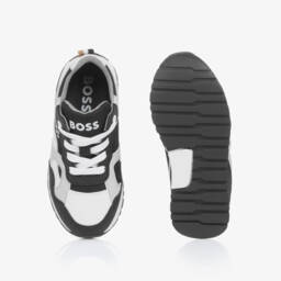 BOSS-Boys Black Canvas Lace Sneakers | Childrensalon Outlet