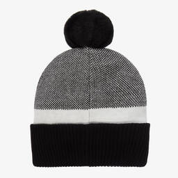 BOSS-Boys Black Cotton Knit Bobble Hat | Childrensalon Outlet