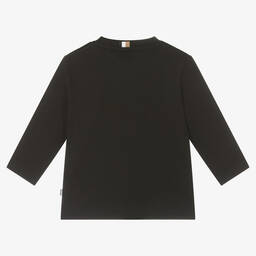 BOSS-توب قطن جيرسي لون أسود أطفال ولادي | Childrensalon Outlet