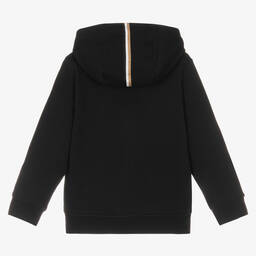 BOSS-Черная хлопковая худи на молнии | Childrensalon Outlet