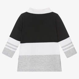 BOSS-Boys Black & Grey Striped Polo Shirt | Childrensalon Outlet