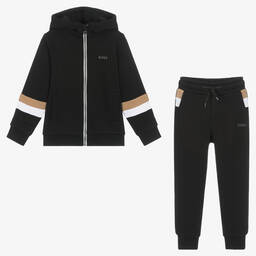 BOSS-Черный спортивный костюм с капюшоном для мальчиков | Childrensalon Outlet