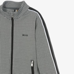 BOSS-Черный топ на молнии в гусиную лапку для мальчиков | Childrensalon Outlet