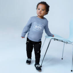 BOSS-Boys Black Jersey Cargo Pants | Childrensalon Outlet