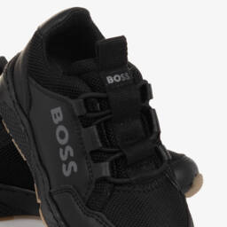 BOSS-حذاء رياضي للأولاد من الجلد والشبك باللون الأسود | Childrensalon Outlet