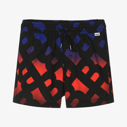 BOSS-شورت سباحة بطبعة مونوغرام لون أسود للأولاد | Childrensalon Outlet