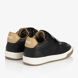 BOSS-Boys Black Monogram Velcro Trainers | Childrensalon Outlet