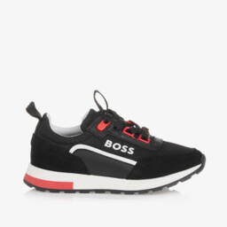 BOSS-Boys Black Sporty Lace Trainers | Childrensalon Outlet