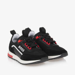 BOSS-Boys Black Sporty Lace Trainers | Childrensalon Outlet