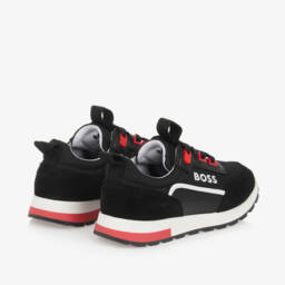 BOSS-Boys Black Sporty Lace Trainers | Childrensalon Outlet