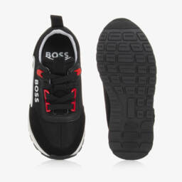 BOSS-Boys Black Sporty Lace Trainers | Childrensalon Outlet
