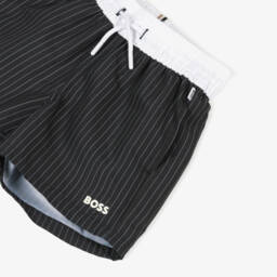 BOSS-شورت سباحة مقلم لون أسود للأولاد | Childrensalon Outlet