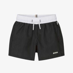 BOSS-شورت سباحة مقلم لون أسود للأولاد | Childrensalon Outlet