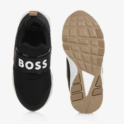 بوس-ترينرز جلد وقماش لون أسود للأولاد | Childrensalon Outlet