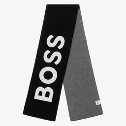 BOSS-Boys Black & White Logo Scarf | Childrensalon Outlet