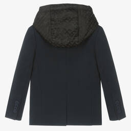 BOSS-Синий хлопковый блейзер и вставка с капюшоном | Childrensalon Outlet