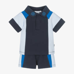 BOSS-Boys Blue Cotton Colourblock Set | Childrensalon Outlet