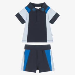 BOSS-Boys Blue Cotton Colourblock Set | Childrensalon Outlet
