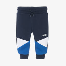 BOSS-Boys Blue Cotton Jersey Joggers | Childrensalon Outlet
