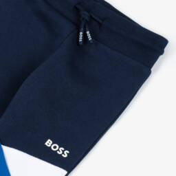 BOSS-Boys Blue Cotton Jersey Joggers | Childrensalon Outlet