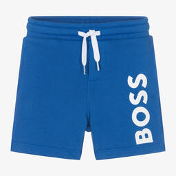 BOSS-Boys Blue Cotton Jersey Shorts | Childrensalon Outlet