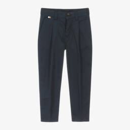 BOSS-Boys Blue Cotton Twill Chinos | Childrensalon Outlet
