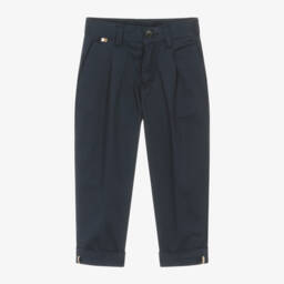 BOSS-Boys Blue Cotton Twill Chinos | Childrensalon Outlet