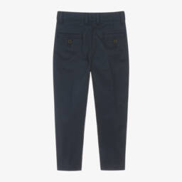 BOSS-Boys Blue Cotton Twill Chinos | Childrensalon Outlet