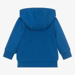 BOSS-توب هودي بسحّاب أطفال ولادي قطن جيرسي لون أزرق فاقع | Childrensalon Outlet