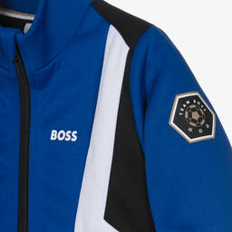 BOSS-Boys Blue Football Zip-Up Top | Childrensalon Outlet
