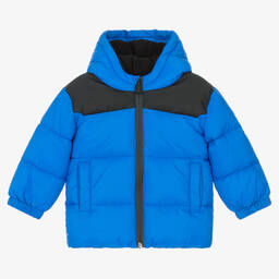 BOSS-Boys Blue Hooded Puffer Coat | Childrensalon Outlet