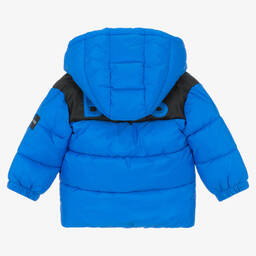 BOSS-Boys Blue Hooded Puffer Coat | Childrensalon Outlet