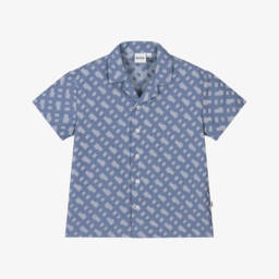 BOSS-Boys Blue Jacquard Logo Shirt | Childrensalon Outlet