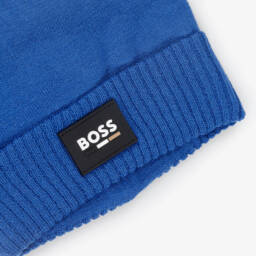 BOSS-Синяя вязаная шапка-бини для мальчиков | Childrensalon Outlet