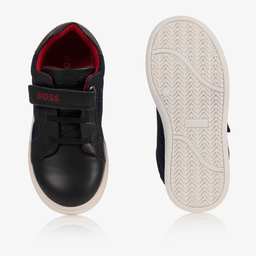 BOSS-Синие кожаные кроссовки для мальчиков | Childrensalon Outlet