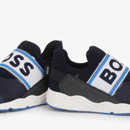 BOSS-Boys Blue Slip-On Mesh Sneakers | Childrensalon Outlet