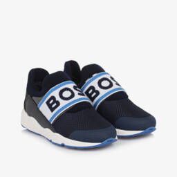 BOSS-Boys Blue Slip-On Mesh Sneakers | Childrensalon Outlet