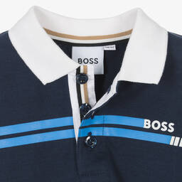 BOSS-Синяя рубашка поло в полоску | Childrensalon Outlet