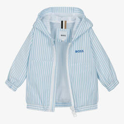 بوس-جاكيت واقي من الرياح لون أزرق وأبيض للأولاد | Childrensalon Outlet