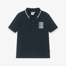 BOSS-Boys Blue Tree Emblem Polo Top | Childrensalon Outlet