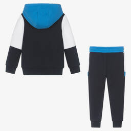 BOSS-Boys Blue & White Cotton Tracksuit | Childrensalon Outlet