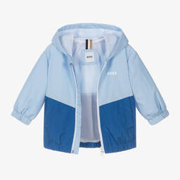 BOSS-Boys Blue Windbreaker Jacket | Childrensalon Outlet